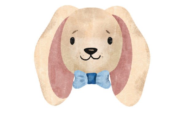Boy Rabbit Floating Face Watercolor for Easter Design