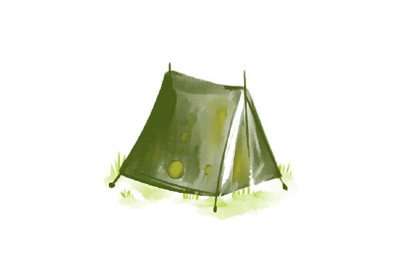 Camping Tent Watercolor for Commercial Design