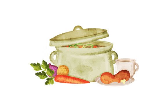 Chicken Soup Watercolor for Food Amp Blog Design
