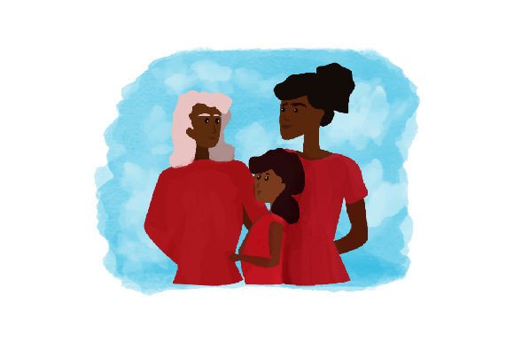 Christmas Watercolor: African-American Family Art
