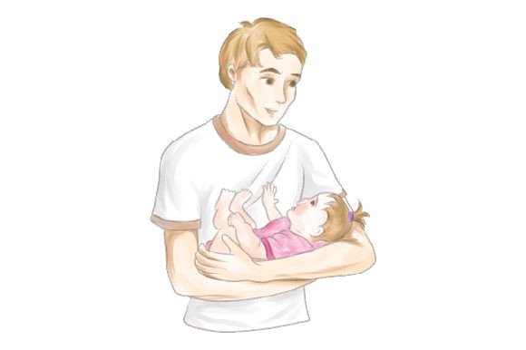 Dad Holding Baby Girl: Watercolor Family Art