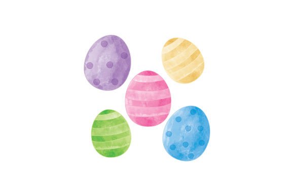 Decorated Eggs Set Watercolor for Easter Products