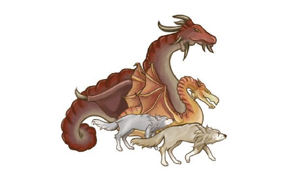 Dragons and Wolfs Watercolor for Fairy Tales Branding
