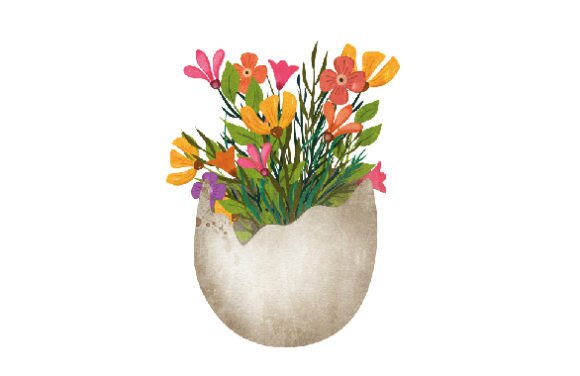 Easter Watercolor Flowers Growing from Egg Asset Review