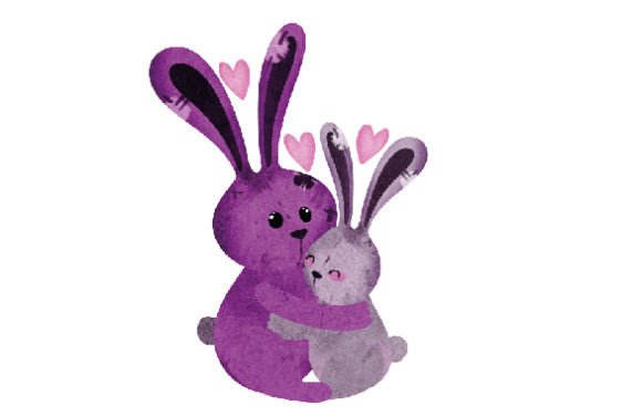 Emo Couple Bunnies, in Love, Watercolor: Valentine S Day Design