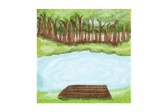 Fishing Scene, Lake: Nature Amp Watercolor Asset Review