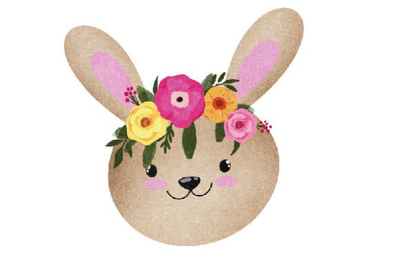 Girl Rabbit Floating Face Watercolor for Easter Branding