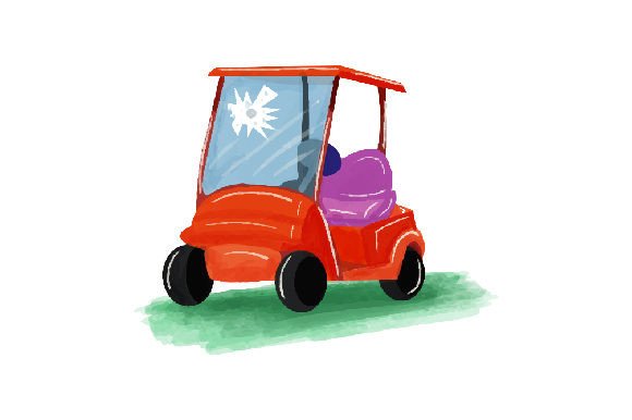 Golf Ball Smashing Cart: Sports Watercolor Asset