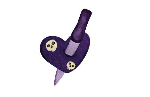 Gothic Valentine Heart Knife: Watercolor Art