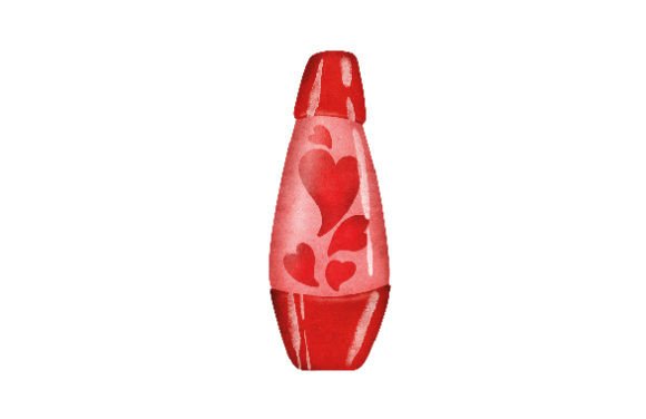 Lava Lamp with Pink Hearts: Valentine S Day Watercolor Asset