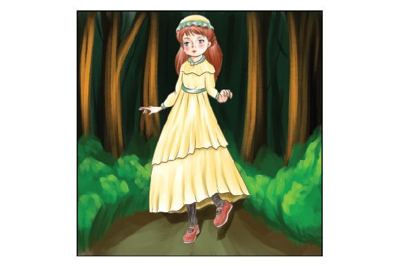 Little Girl from the Village Watercolor: Fairy Tales Crafting