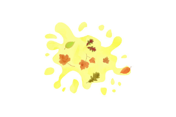 Pastel Yellow Splash with Leaves Watercolor by Designs Amp