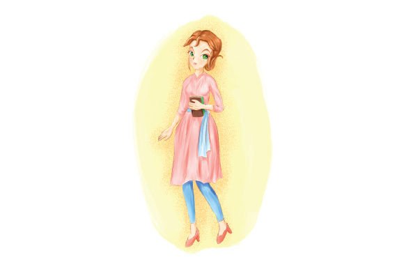 School Teacher Carrying a Book: Watercolor for School Amp