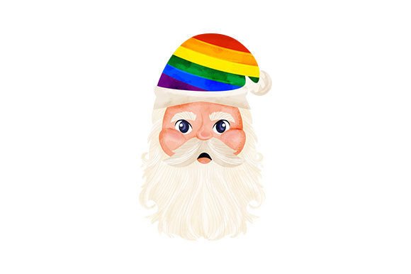 Vintage Santa LGBTIQ Hat: Christmas Watercolor Art