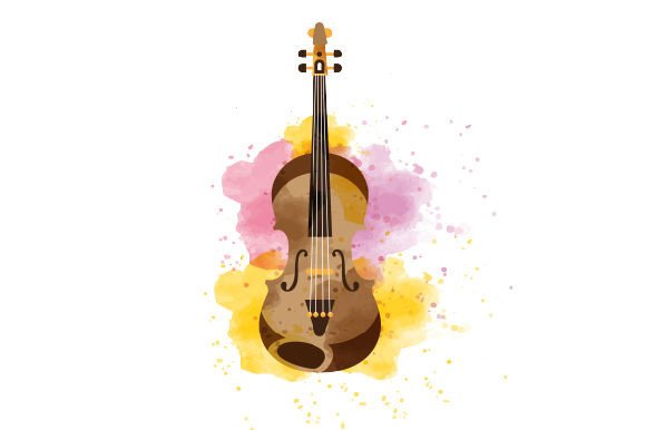Violin Watercolor Music Asset for Digital Products