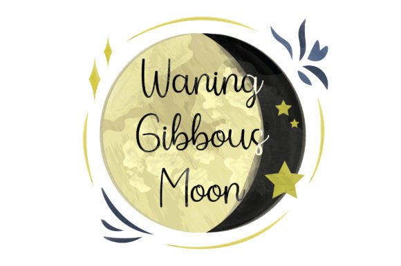 Waning Gibbous Moon Phase Watercolor for Pagan Blogs