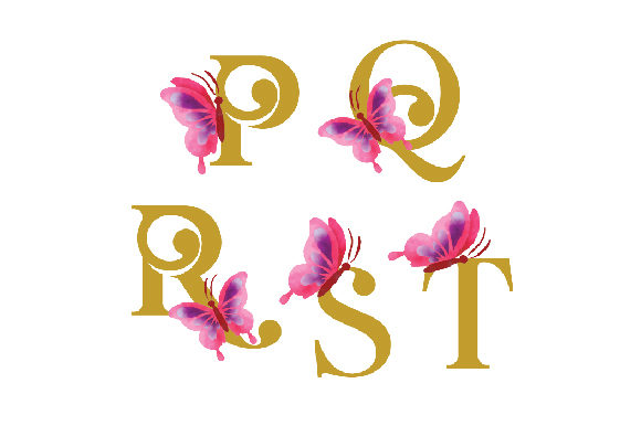 Watercolor Butterfly Alphabet P-T for Kids Branding