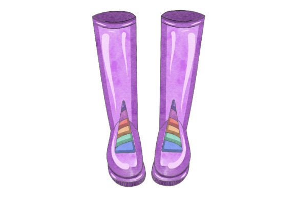 Wellies, with Unicorn Horn - Watercolor for Spring Design